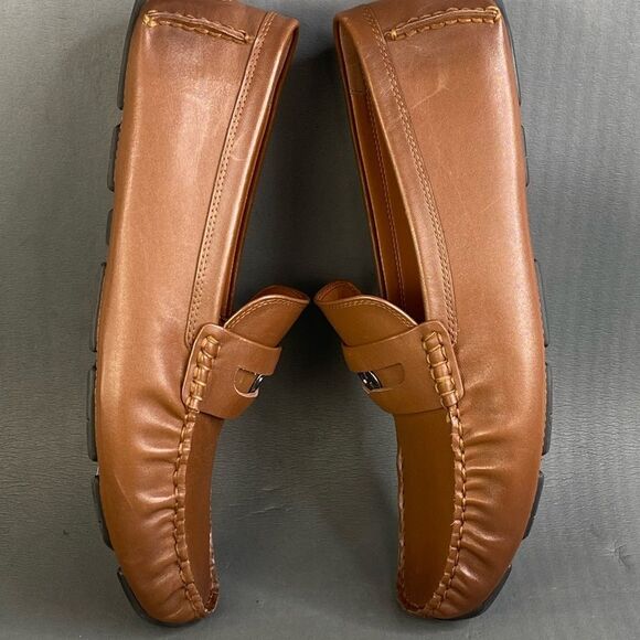 Coach C Coin Signature Drivers Saddle Brown Leather Loafers mens size 11.5 new - Picture 3 of 9